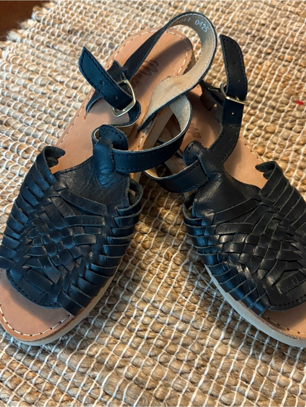 Macarena Collection
Woven Black Leather Sandals - Fits
Like 7.5